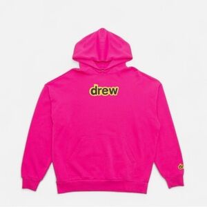 Pink Drew Hoodie with Yellow Logo